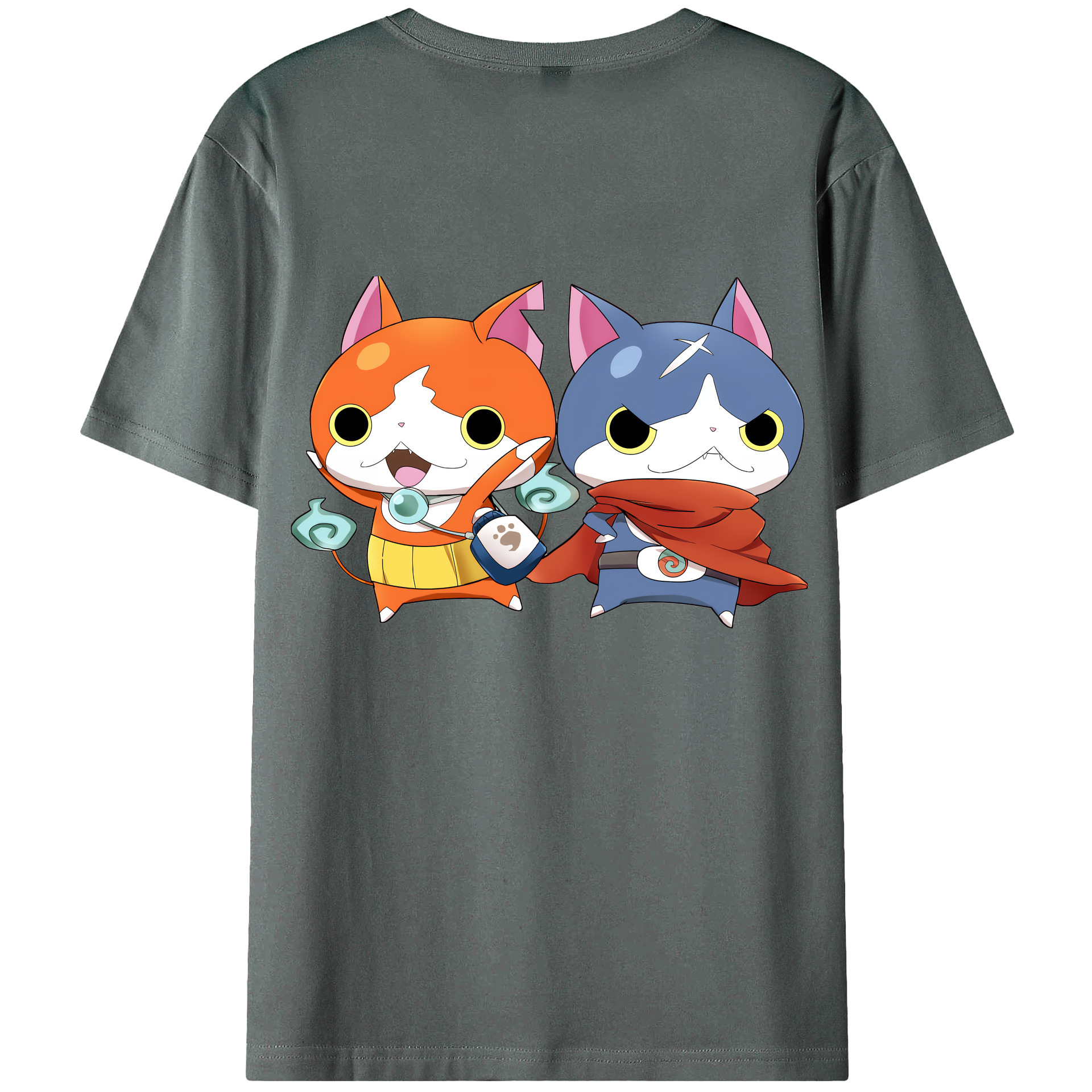 （画像用） 妖怪ウォッチ Yo-kai Watch 綿100％ メンズ半袖Tシャツ（バックプリント） 通気性